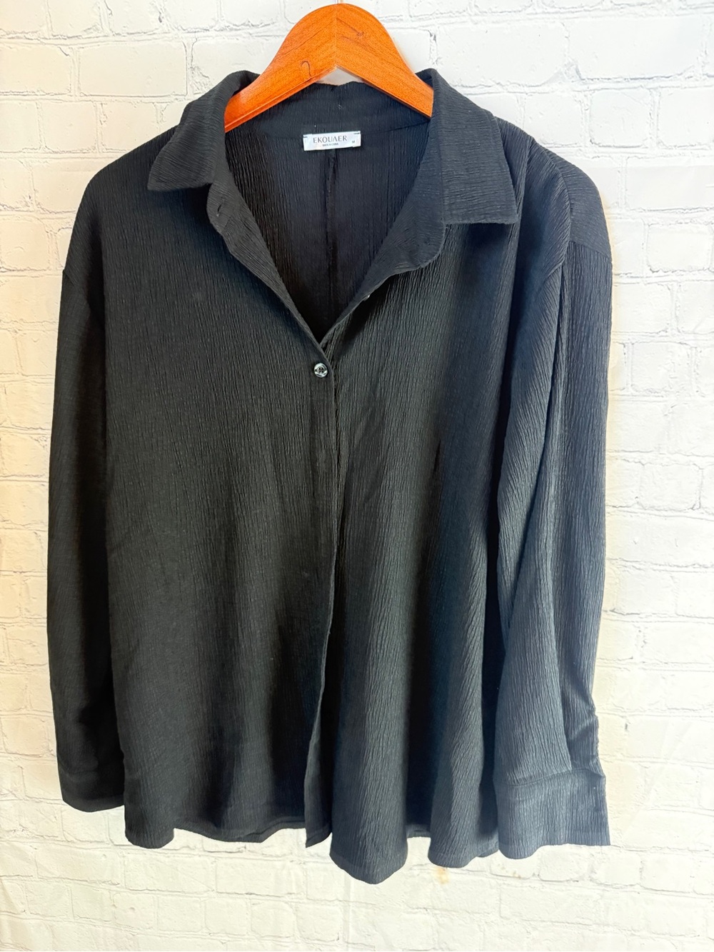 Ekquaer Black Textured Open Collar Jacket